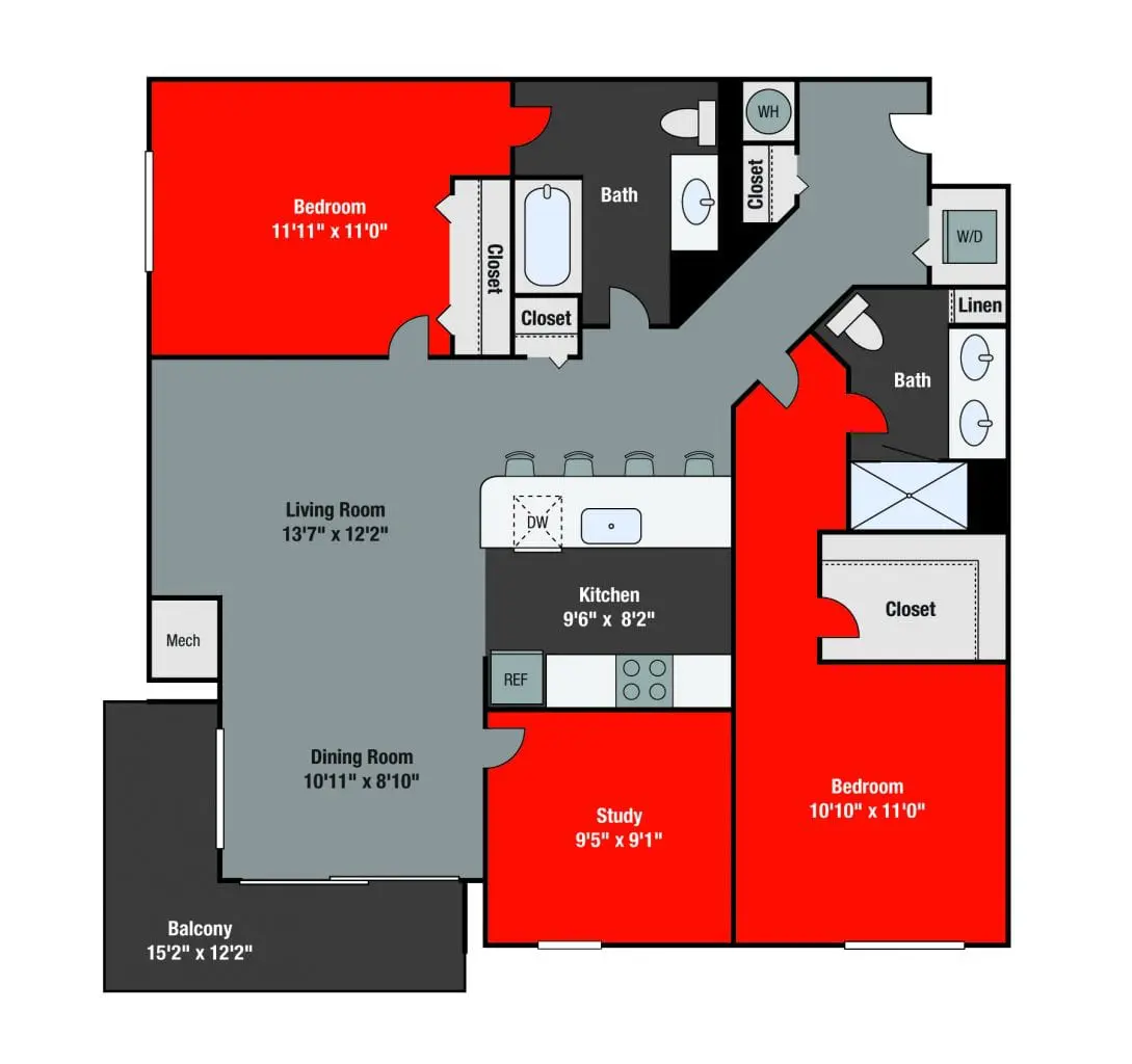 Apartments For Rent TGM NorthShore - Randolph with study