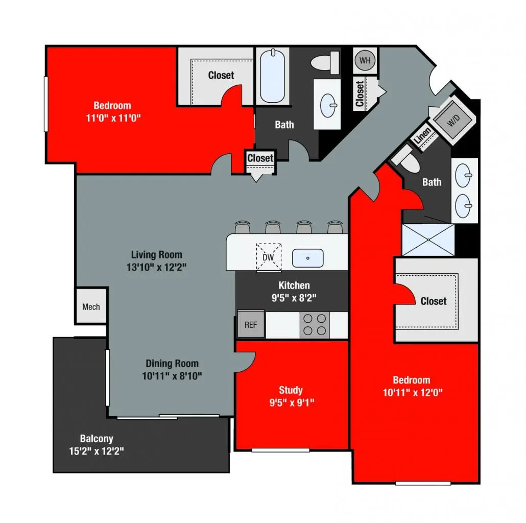Apartments For Rent TGM NorthShore - Wabash with study